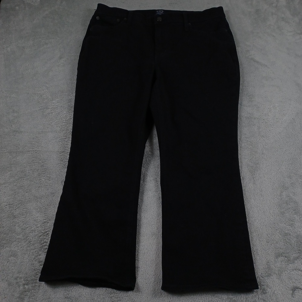 J Crew Jeans Womens 32 Petite‎ Black Denim Mid Rise Flare Crop Preppy Modern